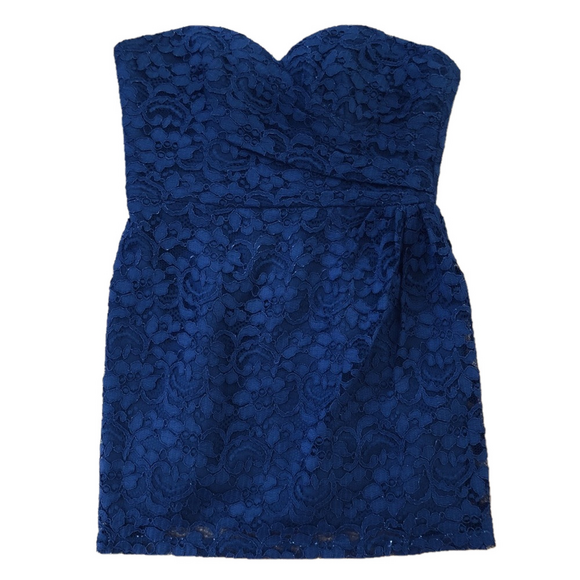 David's Bridal Dresses & Skirts - David’s Bridal blue lace strapless cocktail Dress size 6